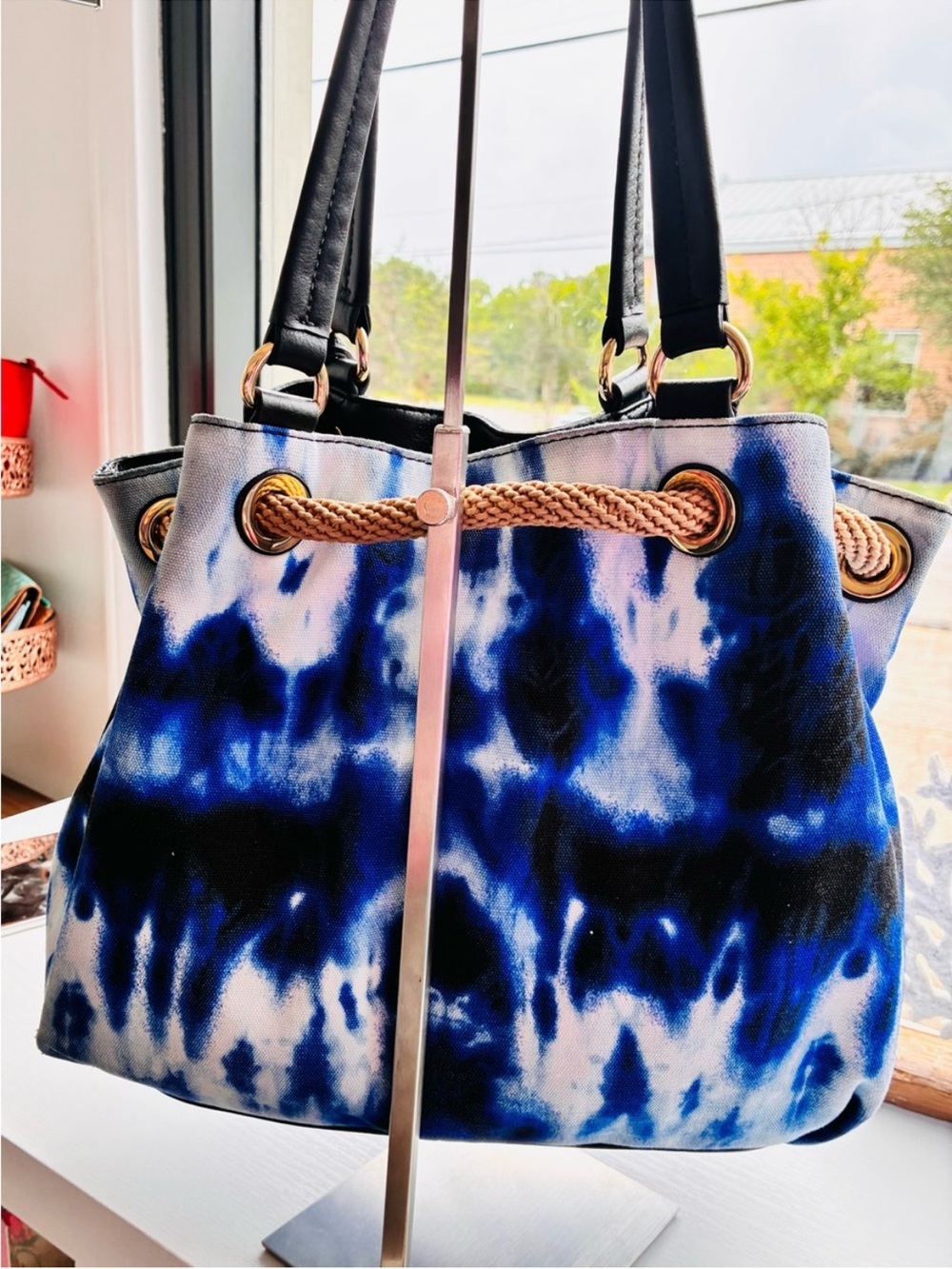 Michael Micheal Kors Blue Tie-Dye Drawstring Tote - Picture 2 of 4